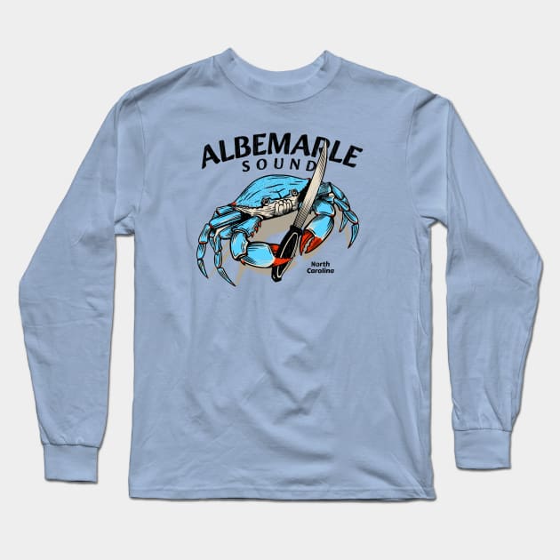 Albemarle Sound, North Carolina Blue Crab Long Sleeve T-Shirt by Contentarama